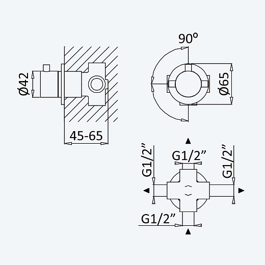 Переключатель потоков Bruma Lusitano 1071801MM Morning Mist сталь матовая