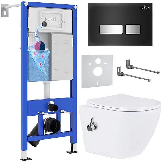 Комплект инсталляции с унитазом 6 в 1 Roxen StounFix Dual Fresh 963184 (состоит из: 710200, Glass 430280В, 530185-01Х)