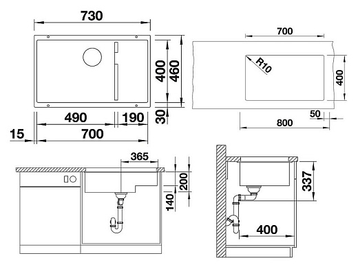Мойка кухонная Blanco Subline 700 U Level белый