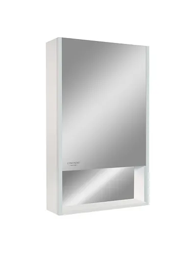 Зеркальный шкаф Filit White 500х800 правый, лента в алюминиевом профиле, датчик движения (с функцией изменения яркости), розетка, логотип "Continent", открытая зеркальная ниша МВК182