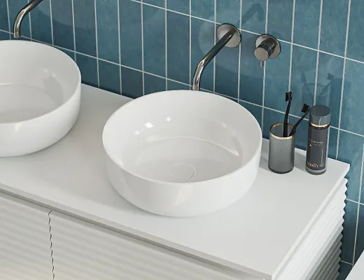Умывальник Belux Турин 410 для столешницы, solid surface, белый матовый, 4810924282347