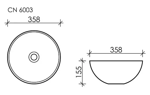 Умывальник Ceramicanova CN6003 35.8х35.8х15.5см накладной круглый без перелива, CN6003
