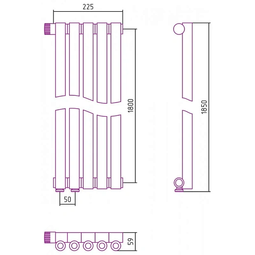 Радиатор трубчатый Сунержа Эстет-0 EU50, 5 секций, нижнее подключение левое/правое, цвет золото, 03-0320-1805/03-0321-1805 Радиатор трубчатый Сунержа Эстет-0 EU50, 5 секций, нижнее подключение левое/правое, цвет золото, 03-0320-1805/03-0321-1805