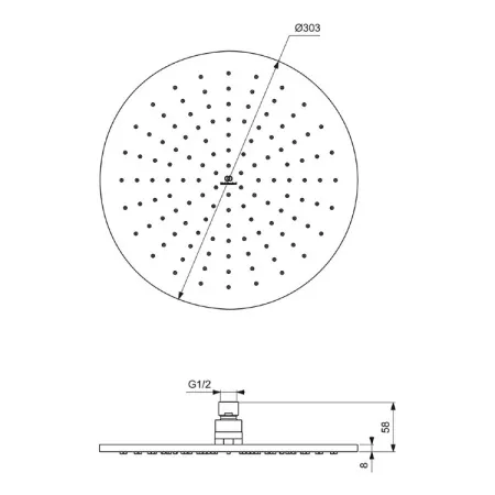 Верхний душ круглый 300 мм Ideal Standard IDEALRAIN 5803GN