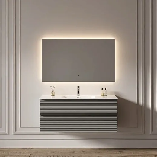 Зеркало Sancos Square 2.0 SQ2.1200, 120 x 70 см, с подсветкой, c сенсорным выключателем, цвет белый