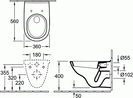 Унитаз подвесной безободковый Villeroy &amp; Boch O'Novo 5660HR01 с крышкой soft close