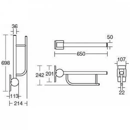 Складной поручень 65 см Ideal Standard CONTOUR S6361LJ