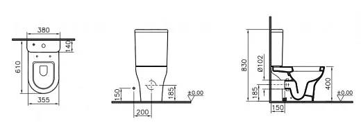Унитаз Vitra Zentrum 9824B003-7207 крышка микролифт, безободковый
