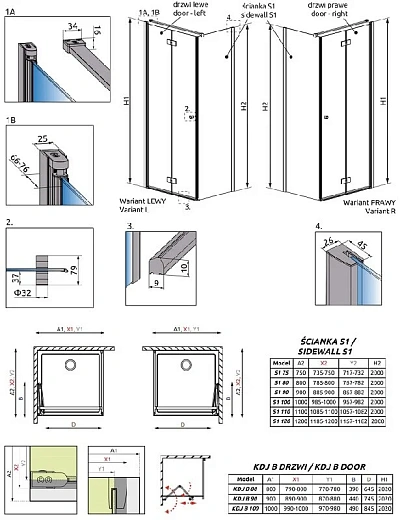 Душевая дверь Radaway Essenza New KDJ-B 90L, 90 х 200 см, стекло прозрачное, профиль хром, левая, 385082-01-01L