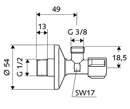 Угловой вентиль Schell Comfort 1/2"х3/8", 052120699