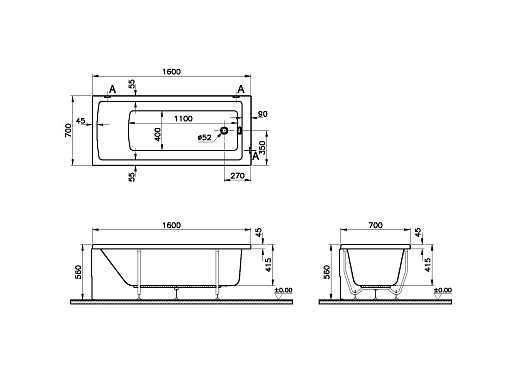 Ванна Vitra Neon 160x70 см 52520001000