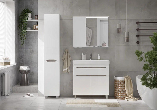 Шкаф с зеркалом Volna Lake 80 белый левый