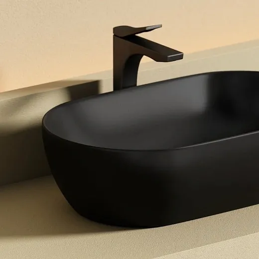 Раковина Ceramicanova Twist CN12001MB, 50 см, сантехфарфор, накладная, черный матовый
