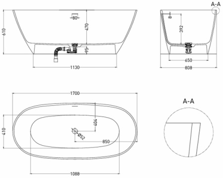 UM12112 Ванна отдельностоящая LoveForm LOFO 170x80 Gelcoat белый глянцевый UM12112 Ванна отдельностоящая LoveForm LOFO 170x80 Gelcoat белый глянцевый