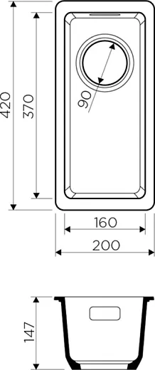 Мойка кухонная Omoikiri Kata 20-U-BL 4993375 черная