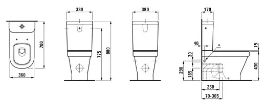 Чаша напольного унитаза Laufen LB3 2468.4.000.000.1
