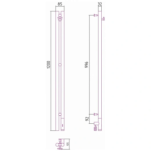 Полотенцесушитель электрический Сунержа Нюанс 3.0, 1200x100, цвет состаренная латунь, 051-5843-1253