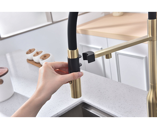 Смеситель для кухни Paulmark Magneto One Ma213188-LG светлое золото