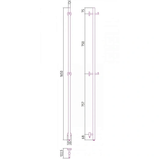 Полотенцесушитель электрический Сунержа Аскет, 1650x50, цвет золото, 03-0850-1650