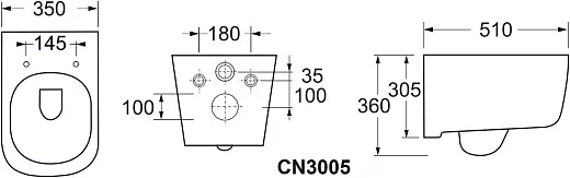 Биде Ceramicanova New Day CN3006 35 x 51 x 32 см подвесное, сантехфарфор
