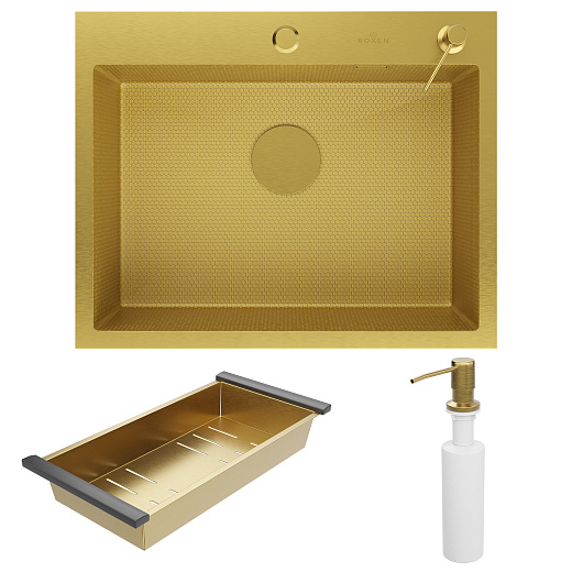 Кухонная мойка врезная Roxen Snake 60 Gold (текстурное покрытие)