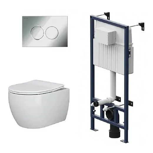 Инсталляция Am.Pm ProC, с безободковым унитазом Ceramicanova Play Rimless, сиденье микролифт, сантехфарфор, клавиша смыва, I012707/CN3001/I070151