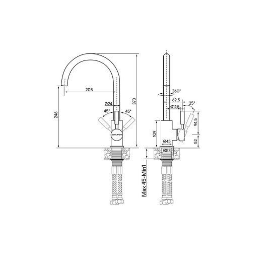 Смеситель PAULMARK HOLSTEIN Ho212063-308, (черный)