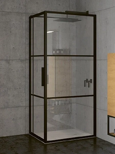 Душевой уголок Riho Grid XL GB203, G004016121, 110 х 80 см, стекло прозрачное, профиль черный с панелью 30 см