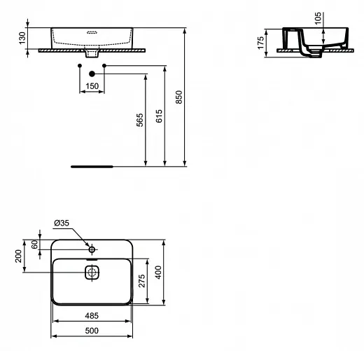 Раковина Ideal Standard Strada II Vessel 50 см, белый, T296601