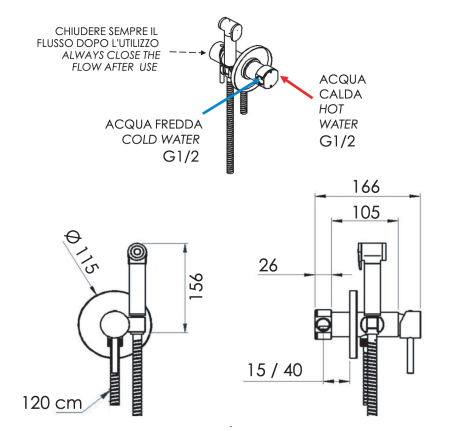 Гигиенический душ со смесителем Remer X Style X65WNO, чёрный матовый