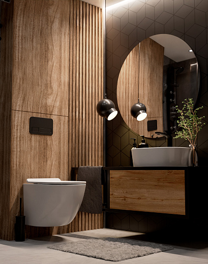 AQM2002 Унитаз подвесной AQUAme с сиденьем SoftClose, технология смыва Rimless, скрытый крепеж. 490x370x360