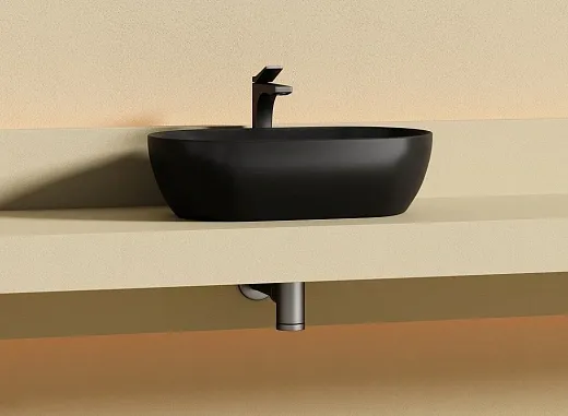 Раковина Ceramicanova Twist CN12001MB, 50 см, сантехфарфор, накладная, черный матовый