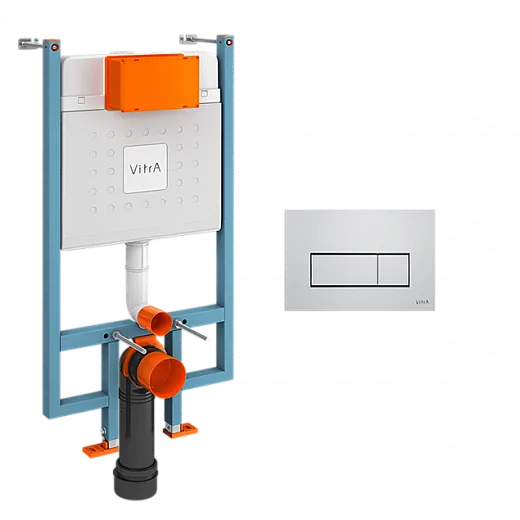 Инсталляция для подвесного унитаза VitrA V-Fix Core (Ви-Фикс Кор) с кнопкой глянцевой хром, 800-1875