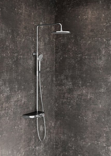 Душевая стойка Ravak Termo 300 TE 094.02/150 с термостатом и полочкой, черный Душевая стойка Ravak Termo 300 TE 094.02/150 с термостатом и полочкой, черный