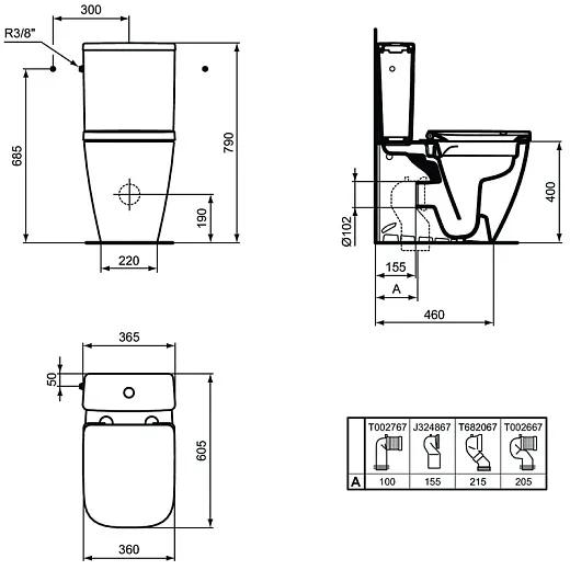 Безободковый напольный пристенный унитаз Ideal Standard i.life S
