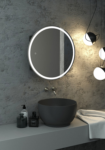 Зеркальный шкаф Torneo Black d700 оборачиваемая модель, розетка МВК084