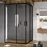 Душевая дверь для ограждения Blix Slim 120х195 см, blsrv2k-120 черный+транспарент, 6 мм, черный профиль