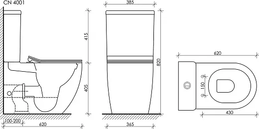 Напольный безободковый унитаз Ceramicanova Metropol CN4001 Rimless, крышка микролифт, сантехфарфор