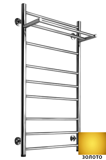 Полотенцесушитель Ростела Свирель V+ нижнее подключение 1" 50x80 10 перекладин с полкой золото