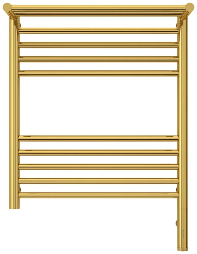 Полотенцесушитель электрический Сунержа Богема 3.0 600 x 500 с полкой, ширина 53.2 см, высота 72.4 см, золото, L/R