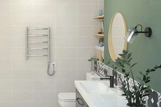 Полотенцесушитель электрический Стилье Формат 12, 40/60, ширина 40 см, высота 60 см, белый матовый, ТЭН слева/справа, 30513-6040/30512-6040