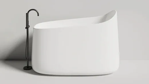 Ванна Salini Cascata Oriente Ofuro 1043101MF, 140 х 80 см, из искусственного камня S-Sense, цвет белый матовый, покраска по RAL полностью