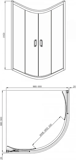 Душевой уголок Adema Glass Line 90x90 (прозрачный)