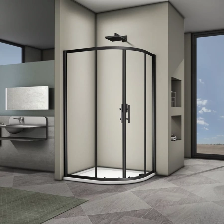 Душевой уголок Veconi RV08B-12080-01-C3 120x80 стекла прозрачные, профиль черный