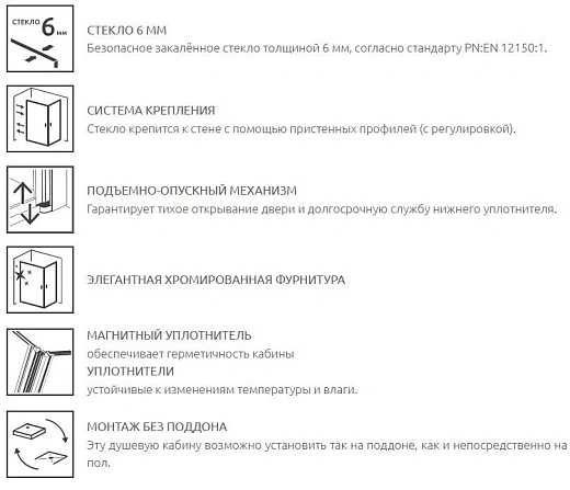 Душевой уголок Radaway Almatea PDJ, 90 х 90 х 195 см, стекло графит, профиль хром, L/R 30602-01-05N
