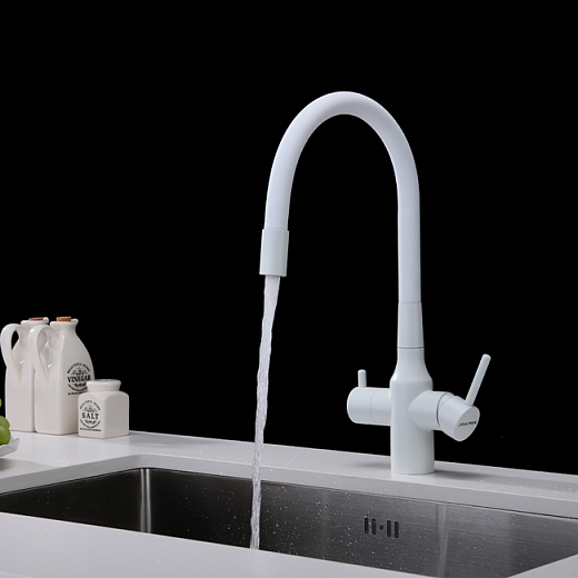 Смеситель PAULMARK SALIX Sa213419-431, (белый/белый матовый)