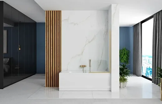 Душевая шторка Rea Elegant Brushed Gold 80x140 стека прозрачные, профиль золото