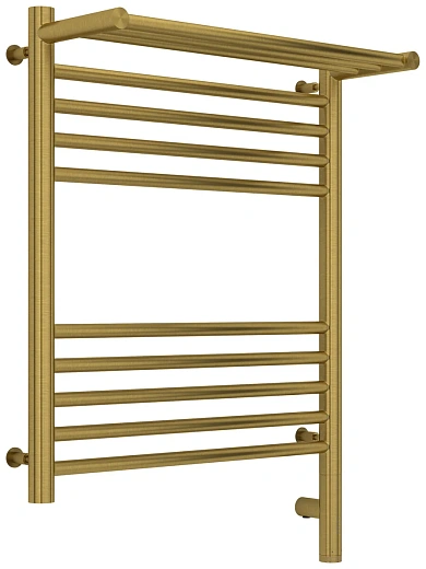 Полотенцесушитель электрический Сунержа Богема 3.0 600 x 500 с полкой, ширина 53.2 см, высота 72.4 см, состаренная латунь, L/R