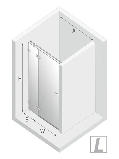 Двери в нишу New Trendy AVEXA BLACK L 80x200
