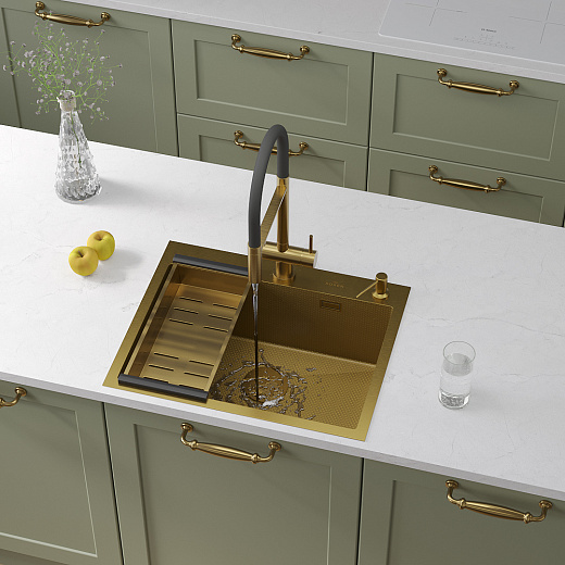 Кухонная мойка врезная Roxen Snake 60 Gold (текстурное покрытие)
